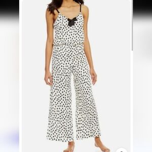 Kate Spade New York Dotted Bow Satin Lounge Jumpsuit, Sz S